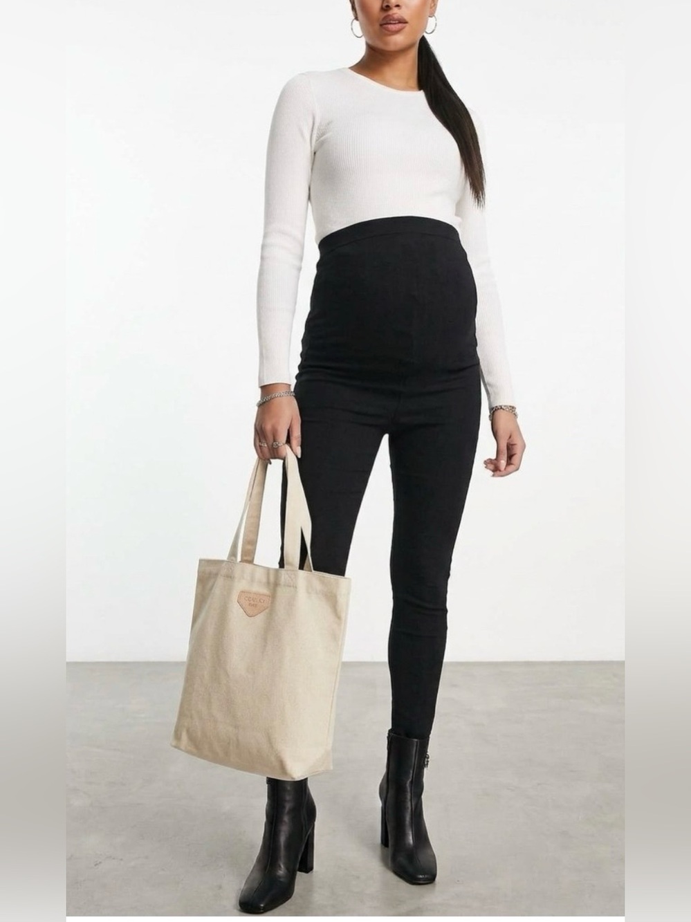 ASOS Maternity Black Over the Belly Skinny Pants - Comfortable Stretch Size 10